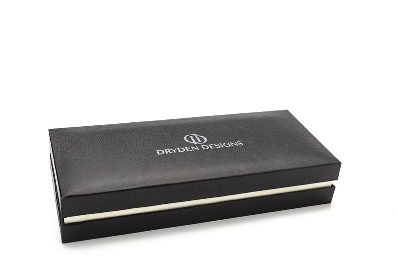 Dryden Designs Fountain Pen - Medium Nib and Fine Nib | Includes Luxury Box, 6 Ink Cartridges - 3 Black 3 Blue and Ink Refill Converter - Metallic Silver - Image 5
